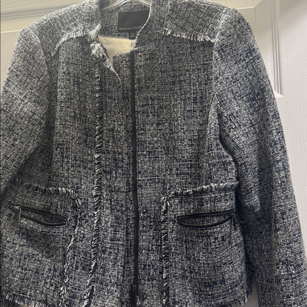 Banana Republic Black and White Textured Jacket